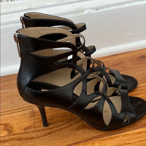 Michael Kors Collection Black Caged Peep Toe Sz 37 - Picture 5 of 7